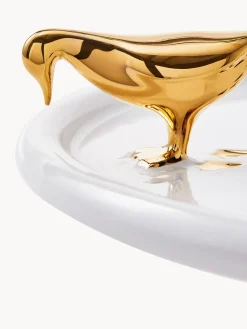 Cuencos Y Platos De Servir|Vajillas Completas>POLSPOTTEN Fuente de cerámica artesanal Walking Duck Blanco, dorado