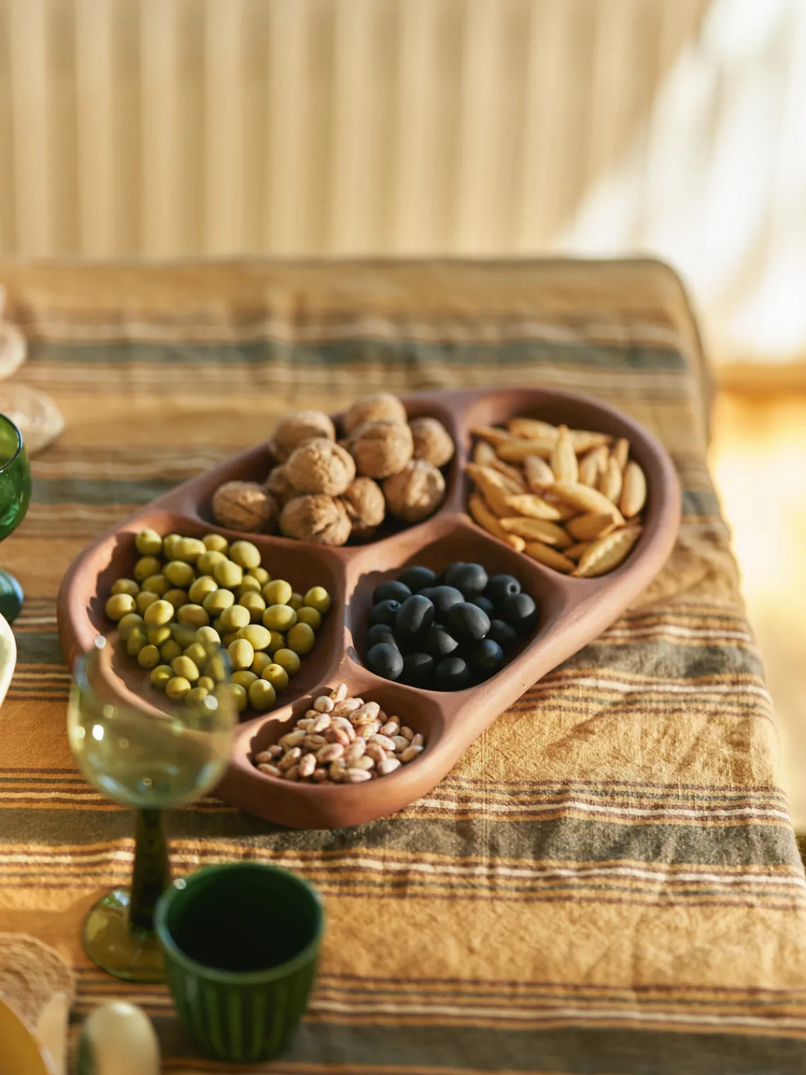 New Fuente de servir artesanal de madera de acacia Tidy, 40 cm Cuencos Y Platos De Servir|Vajillas Completas