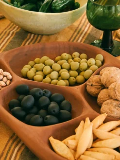 New Fuente de servir artesanal de madera de acacia Tidy, 40 cm Cuencos Y Platos De Servir|Vajillas Completas