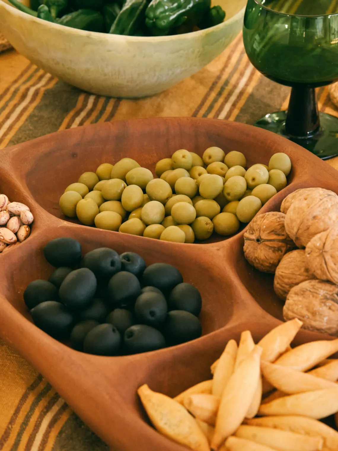 New Fuente de servir artesanal de madera de acacia Tidy, 40 cm Cuencos Y Platos De Servir|Vajillas Completas