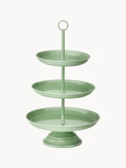 Tarteras|Vajillas Completas>Bungalow Fuente de varios pisos artesanal Alora Verde menta