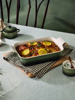 Bandejas Para Horno|Bandejas Para Horno>LE CREUSET Fuente horno rectangular Tradition Verde salvia, verde oscuro, blanco Off White