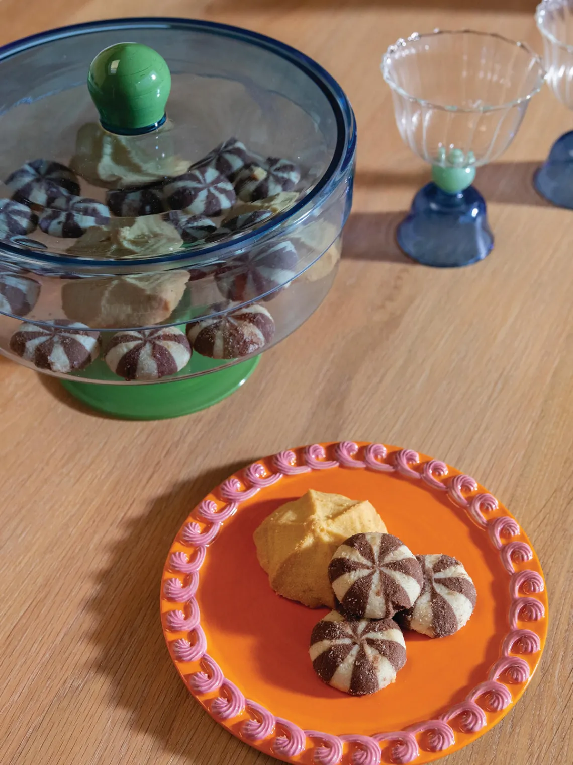 Botes De Cocina|Almacenaje De Cocina>&k Amsterdam Fuente para postre de vidrio Duo Verde, azul