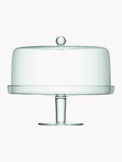 Tarteras|Vajillas Completas>Lsa International Fuente para postre de vidrio soplado artesanalmente con tapa Klara