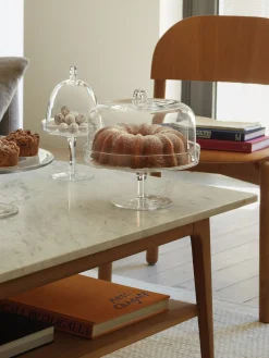 Tarteras|Vajillas Completas>Lsa International Fuente para postre de vidrio soplado artesanalmente con tapa Klara