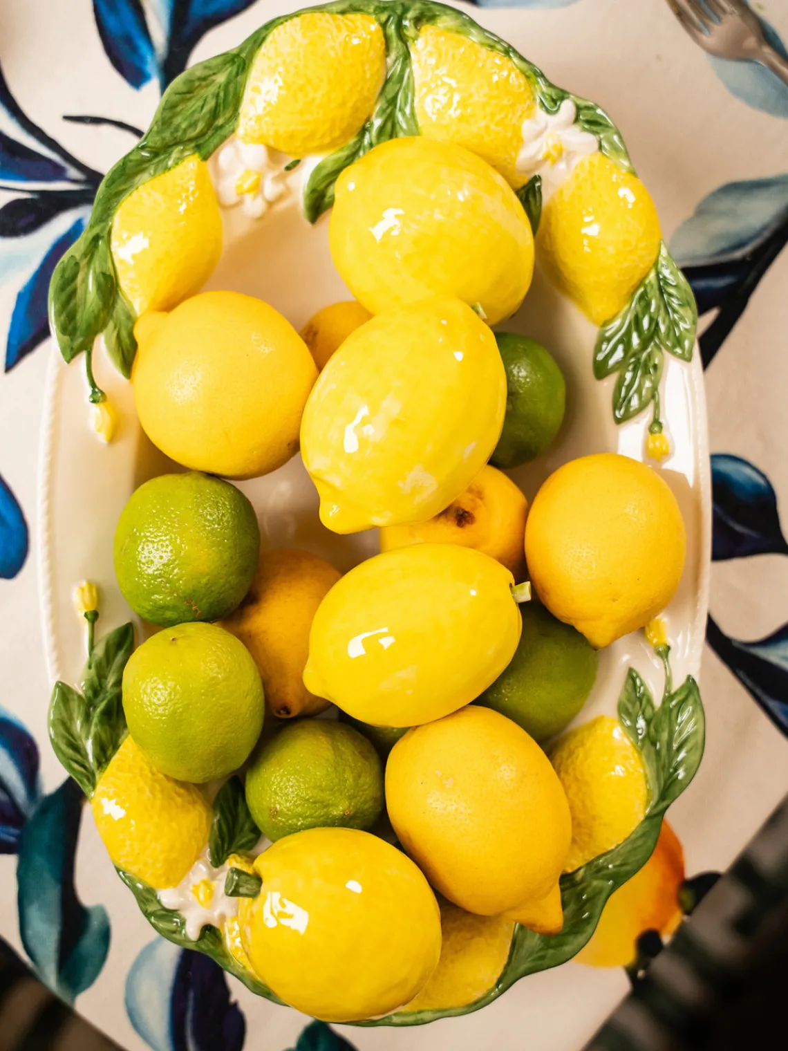 Bandejas|Vajillas Completas>Les Ottomans Fuente pintada a mano Lemon