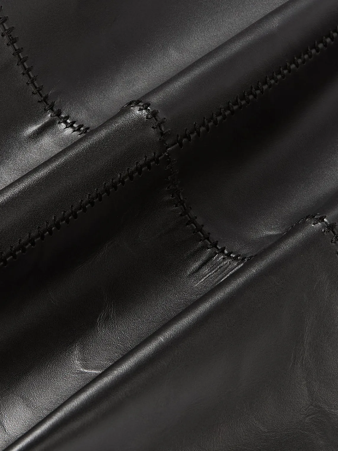 Cojines Decorativos|Cojines Decorativos>Westwing Collection Funda de almohada artesanal de cuero Raven Cuero negro