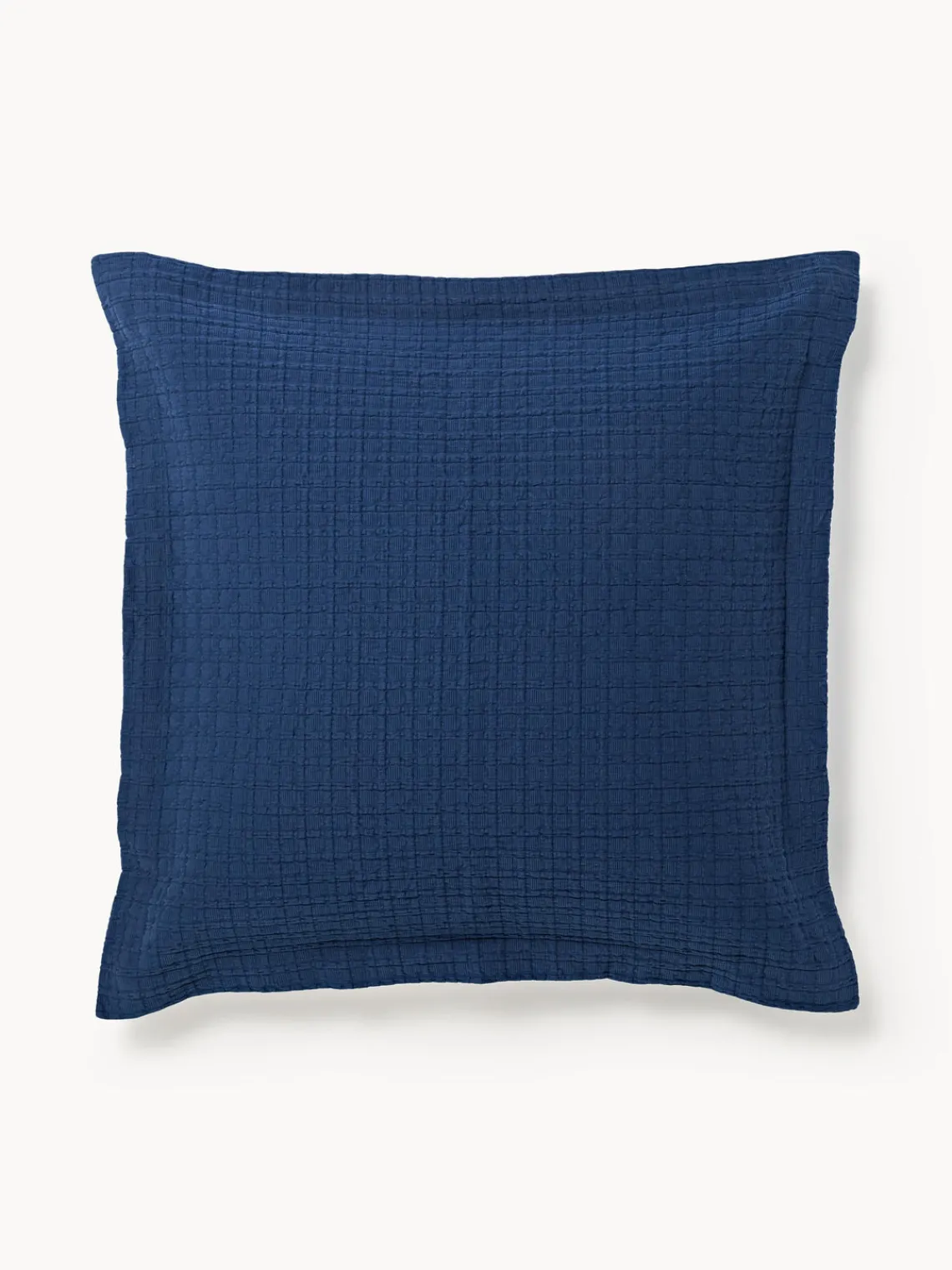 Cojines Decorativos|Mantas>Westwing Collection Funda de almohada con dobladillo texturizada Orville Azul oscuro