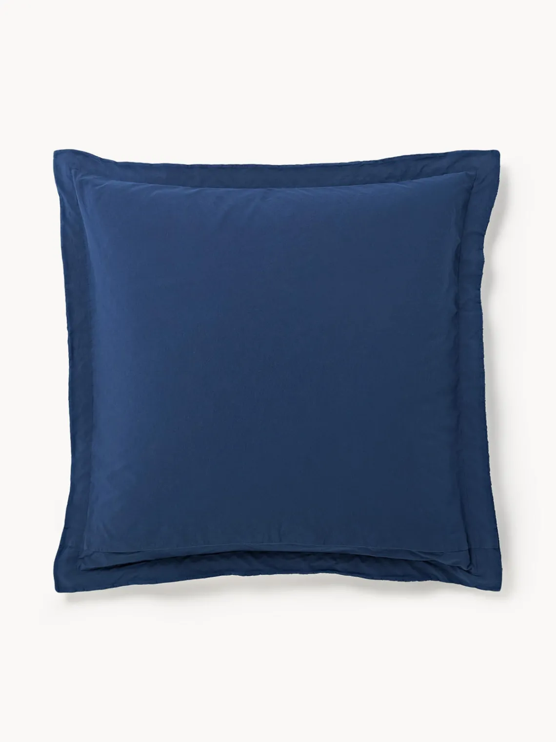 Cojines Decorativos|Mantas>Westwing Collection Funda de almohada con dobladillo texturizada Orville Azul oscuro