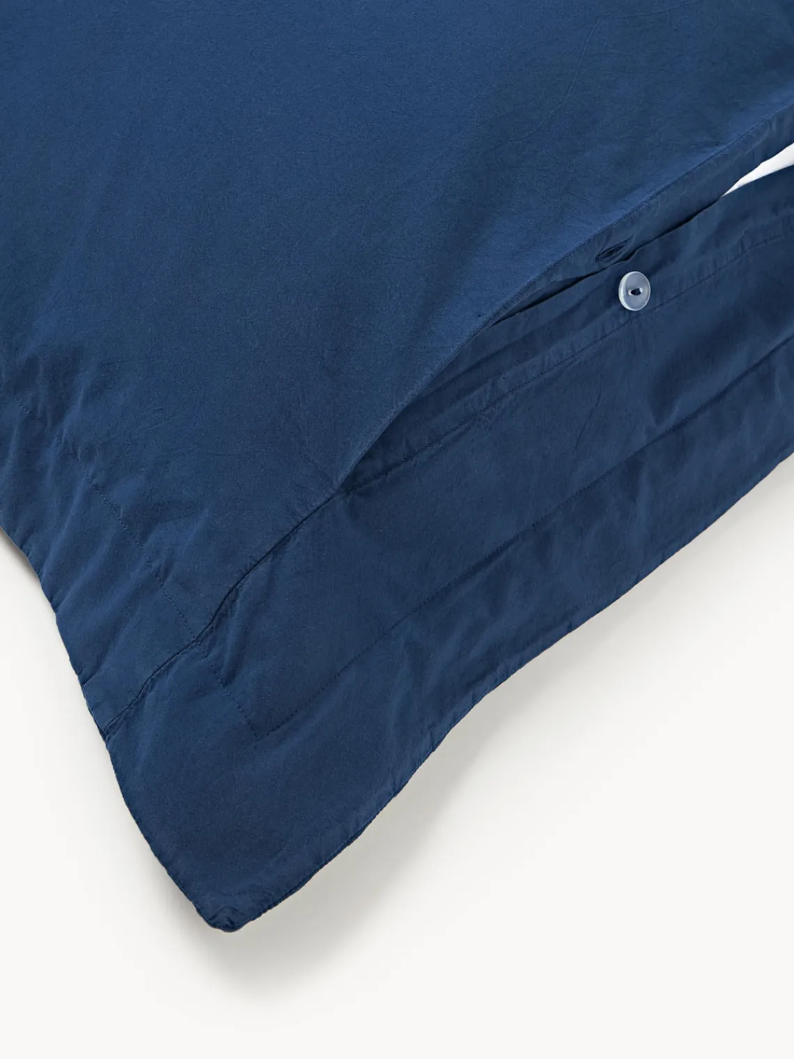 Cojines Decorativos|Mantas>Westwing Collection Funda de almohada con dobladillo texturizada Orville Azul oscuro