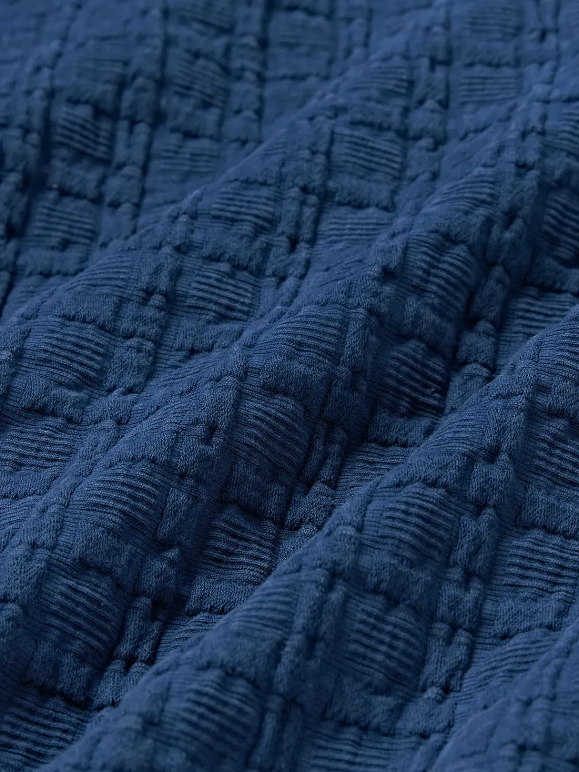 Cojines Decorativos|Mantas>Westwing Collection Funda de almohada con dobladillo texturizada Orville Azul oscuro