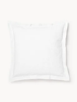 Cojines Decorativos|Mantas>Westwing Collection Funda de almohada con dobladillo texturizada Orville Blanco