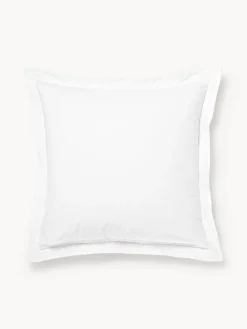 Cojines Decorativos|Mantas>Westwing Collection Funda de almohada con dobladillo texturizada Orville Blanco
