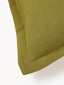 Cojines Decorativos|Mantas>Westwing Collection Funda de almohada de lino con dobladillo Taryn Verde oliva