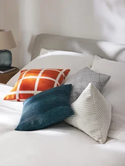 Mantas|Cojines Decorativos>Westwing Collection Funda de cojín a cuadros Edison Naranja, blanco Off White