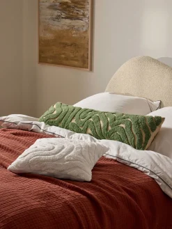 Cojines Decorativos|Mantas>Westwing Collection Funda de cojín alargada texturizada Mareva Beige, verde