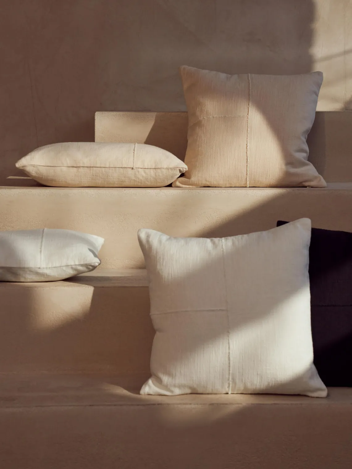 Cojines Decorativos|Mantas>Westwing Collection Funda de cojín artesanal con costura decorativa Terre Blanco