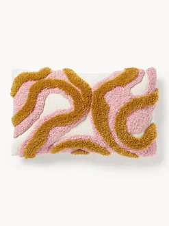 Cojines Decorativos|Mantas>Westwing Collection Funda de cojín artesanal con tejido capitoné Jiri Naranja, rosa oscuro