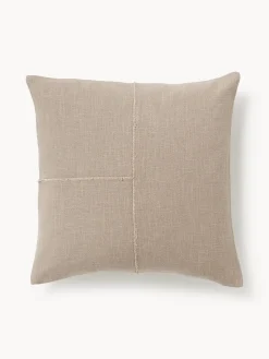 Mantas|Cojines Decorativos>Westwing Collection Funda de cojín artesanal con costura decorativa Terre Turrón