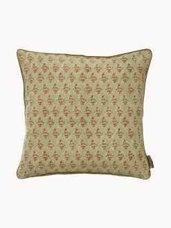 Mantas|Cojines Decorativos>Bungalow Funda de cojín artesanal con diseño floral Honey Verde claro, marrón claro, rosa claro