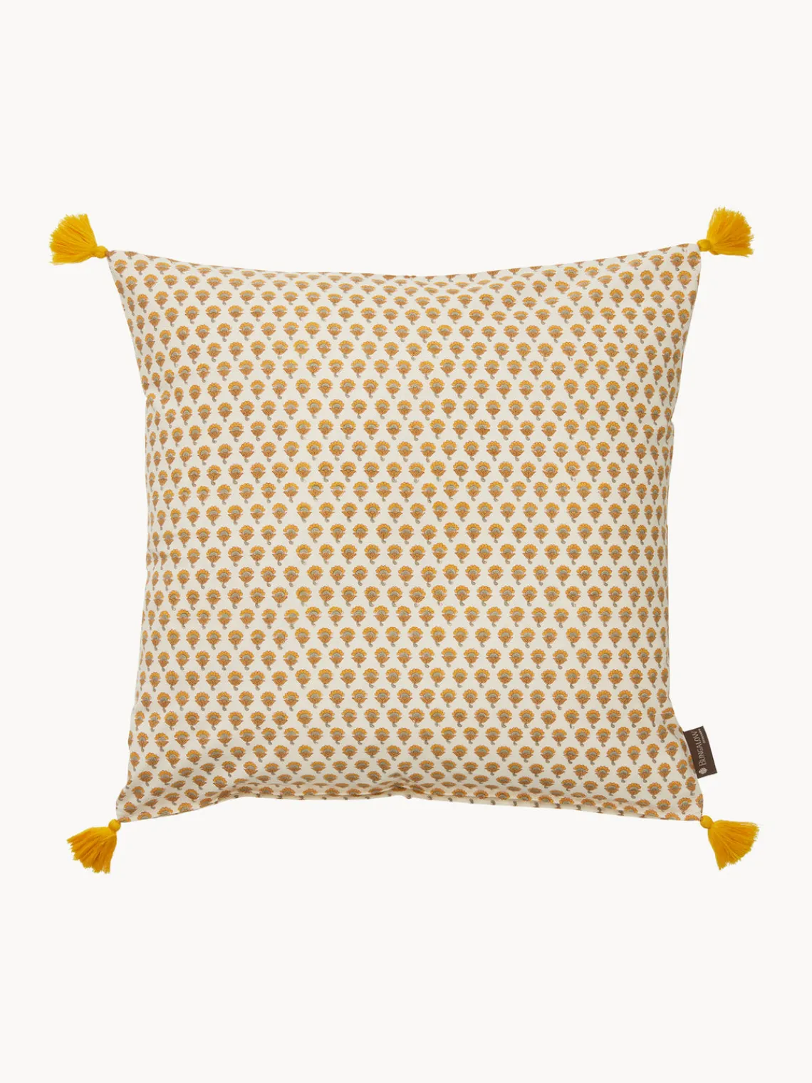 Cojines Decorativos|Mantas>Bungalow Funda de cojín artesanal con diseño floral Honey Blanco crema, tonos amarillos y verdes