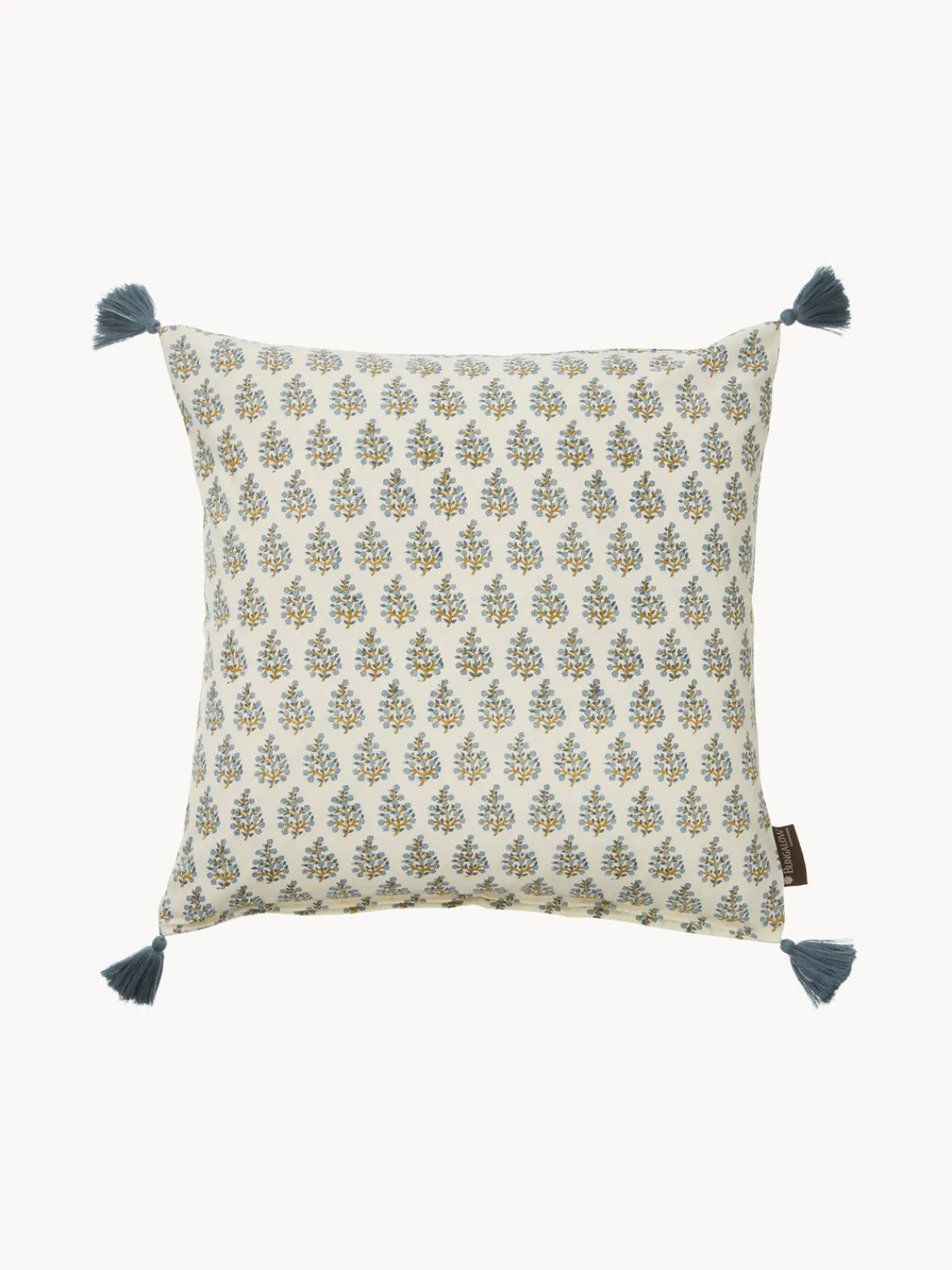 Cojines Decorativos|Mantas>Bungalow Funda de cojín artesanal con diseño floral Honey Off White, tonos azules y amarillos