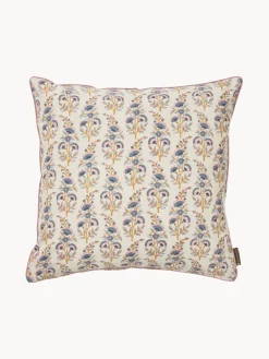 Cojines Decorativos|Mantas>Bungalow Funda de cojín artesanal con diseño floral Honey Off White, tonos azules y rosas