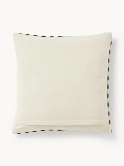 Mantas|Cojines Decorativos>Westwing Collection Funda de cojín artesanal con rayas bordadas Henry Negro, Off White