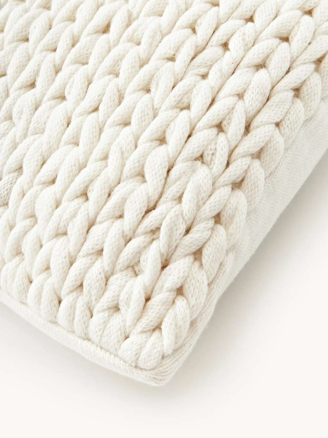 Cojines Decorativos|Cojines Decorativos>Westwing Collection Funda de cojín artesanal de punto grueso Adyna Blanco Off White