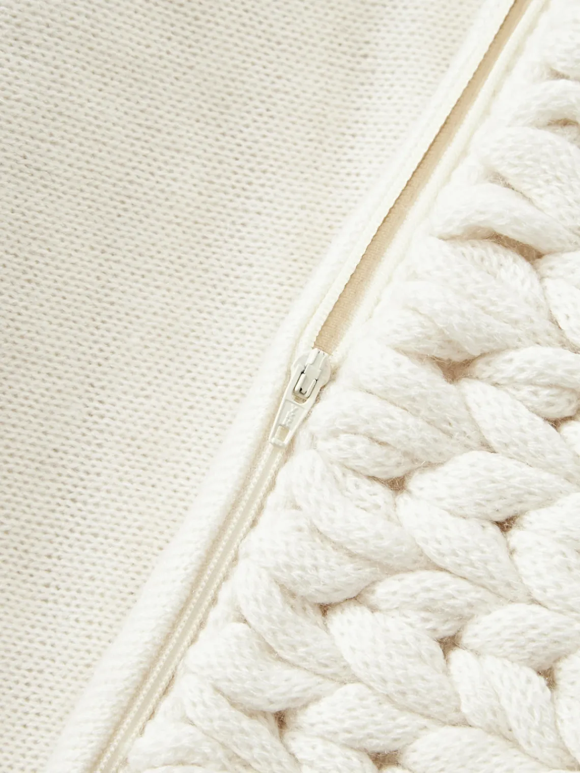 Cojines Decorativos|Cojines Decorativos>Westwing Collection Funda de cojín artesanal de punto grueso Adyna Blanco Off White