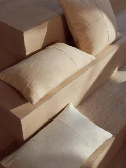 Cojines Decorativos|Mantas>Westwing Collection Funda de cojín artesanal de algodón con costuras decorativas Terre Blanco