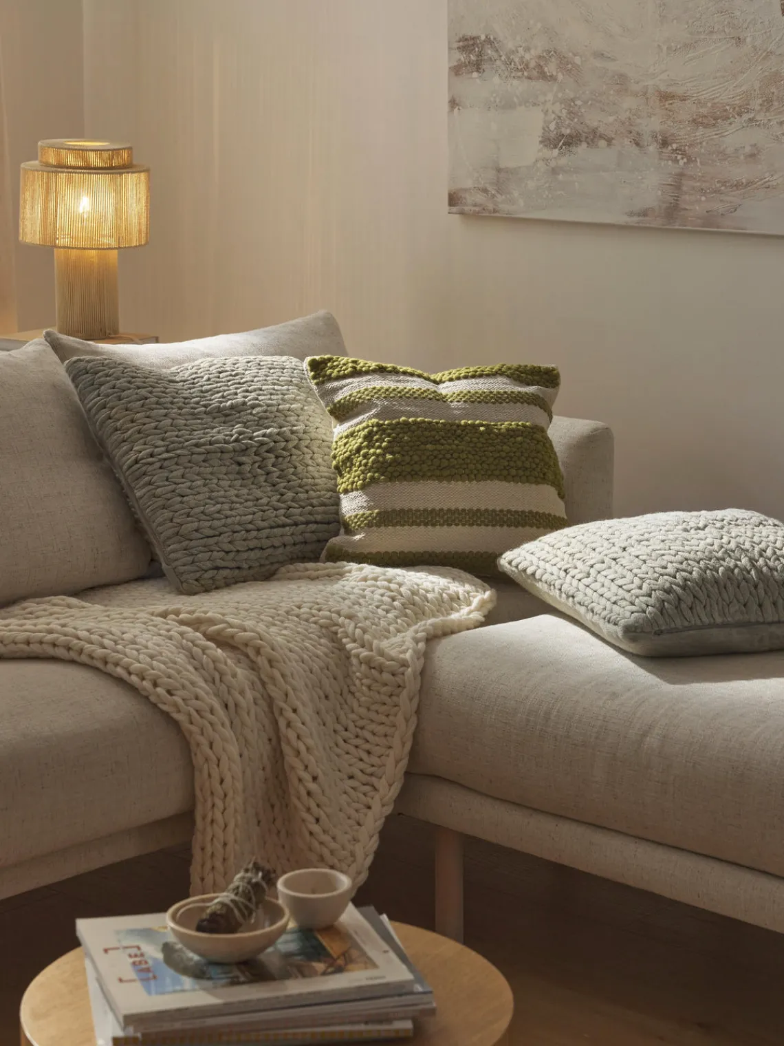 Sale Funda de cojín artesanal de punto grueso Adyna Cojines Decorativos|Mantas