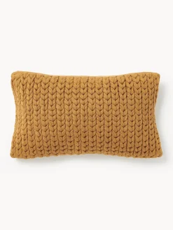 Cojines Decorativos|Mantas>Westwing Collection Funda de cojín artesanal de punto grueso Adyna Marrón claro