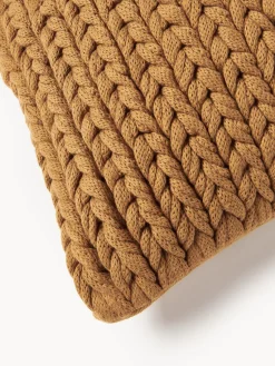 Cojines Decorativos|Mantas></noscript>Westwing Collection Funda de cojín artesanal de punto grueso Adyna Marrón claro