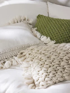 New Funda de cojín artesanal de punto grueso Belen Mantas|Cojines Decorativos