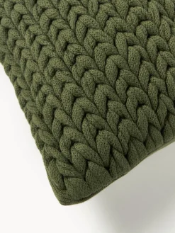 Cojines Decorativos|Mantas></noscript>Westwing Collection Funda de cojín artesanal de punto grueso Adyna, 30x50 cm Verde oscuro
