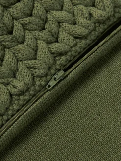 Cojines Decorativos|Mantas></noscript>Westwing Collection Funda de cojín artesanal de punto grueso Adyna, 30x50 cm Verde oscuro