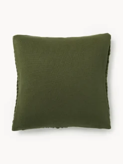 Cojines Decorativos|Mantas>Westwing Collection Funda de cojín artesanal de punto grueso Adyna Verde oscuro