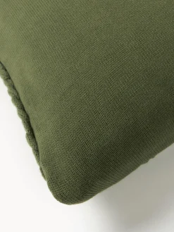Cojines Decorativos|Mantas></noscript>Westwing Collection Funda de cojín artesanal de punto grueso Adyna Verde oscuro