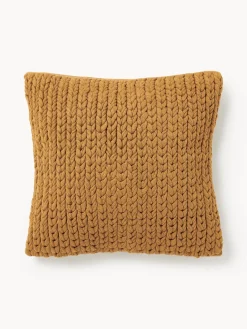 Cojines Decorativos|Mantas>Westwing Collection Funda de cojín artesanal de punto grueso Adyna Marrón claro
