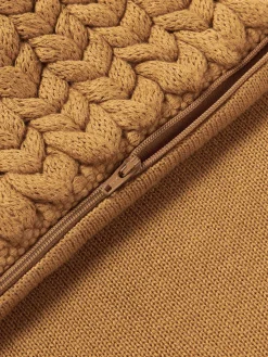 Cojines Decorativos|Mantas></noscript>Westwing Collection Funda de cojín artesanal de punto grueso Adyna Marrón claro