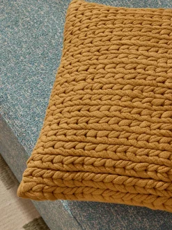 Cojines Decorativos|Mantas></noscript>Westwing Collection Funda de cojín artesanal de punto grueso Adyna Marrón claro