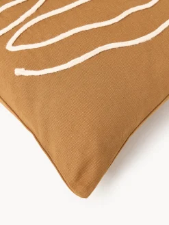 Cojines Decorativos|Mantas></noscript>Ferm Living Funda de cojín artesanal de algodón ecológico Jot Marrón, blanco