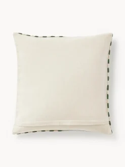 Mantas|Cojines Decorativos>Westwing Collection Funda de cojín artesanal Henry Verde oscuro, Off White