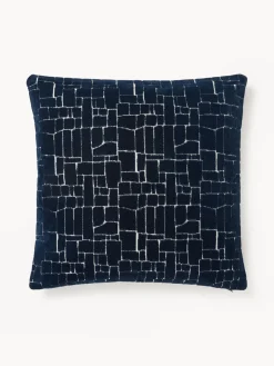 Mantas|Cojines Decorativos>Westwing Collection Funda de cojín Belena Azul oscuro, blanco