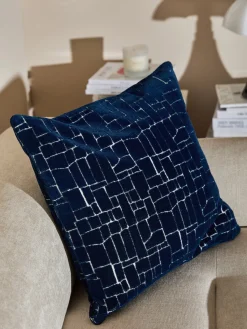 Mantas|Cojines Decorativos>Westwing Collection Funda de cojín Belena Azul oscuro, blanco