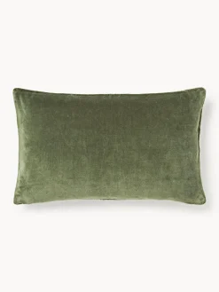 Cojines Decorativos|Cojines Decorativos>Westwing Collection Funda de cojín bordada con estampado geométrico Verina Verde oscuro