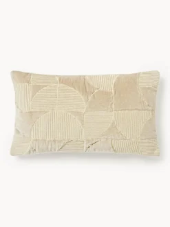 Cojines Decorativos|Mantas>Westwing Collection Funda de cojín bordada con estampado geométrico Verina Beige