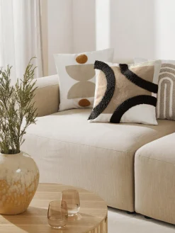 Funda de cojín bordada de algodón texturizada Reza Mantas|Cojines Decorativos