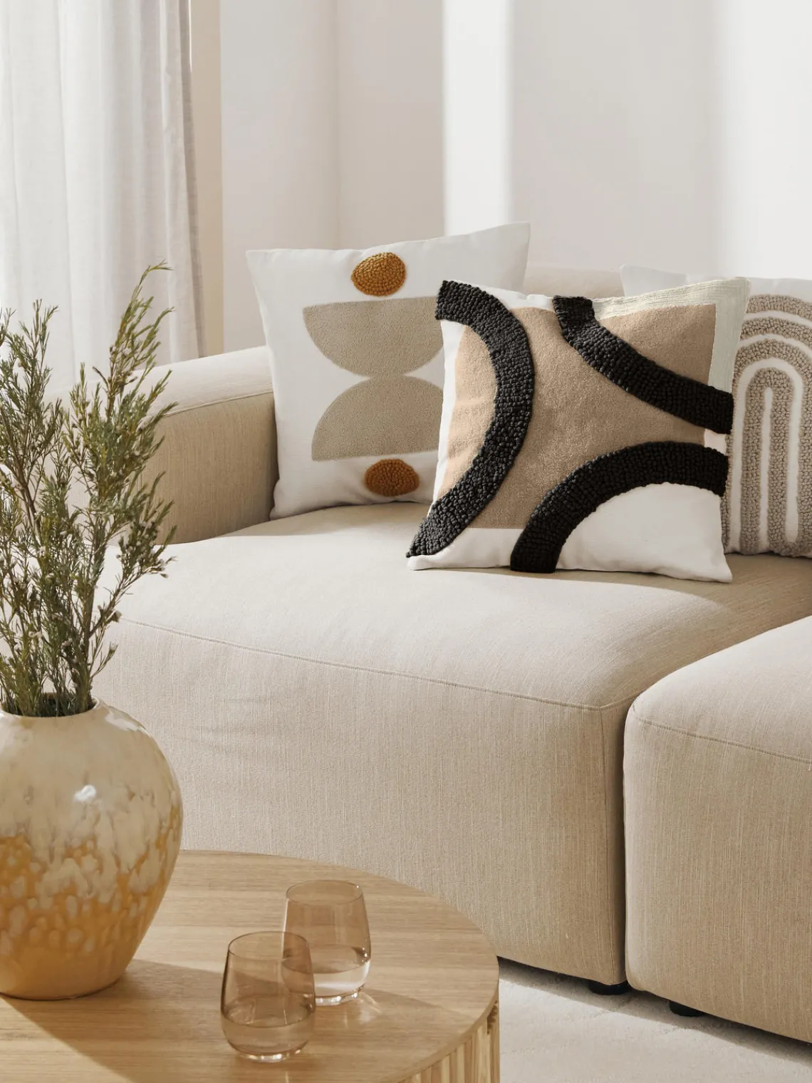 Funda de cojín bordada de algodón texturizada Reza Mantas|Cojines Decorativos